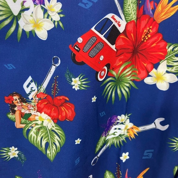 Men's Dixxon Snap-On Tools Hawaiian Shirt L Tropical Limited Edition Beach EUC - Picture 4 of 11